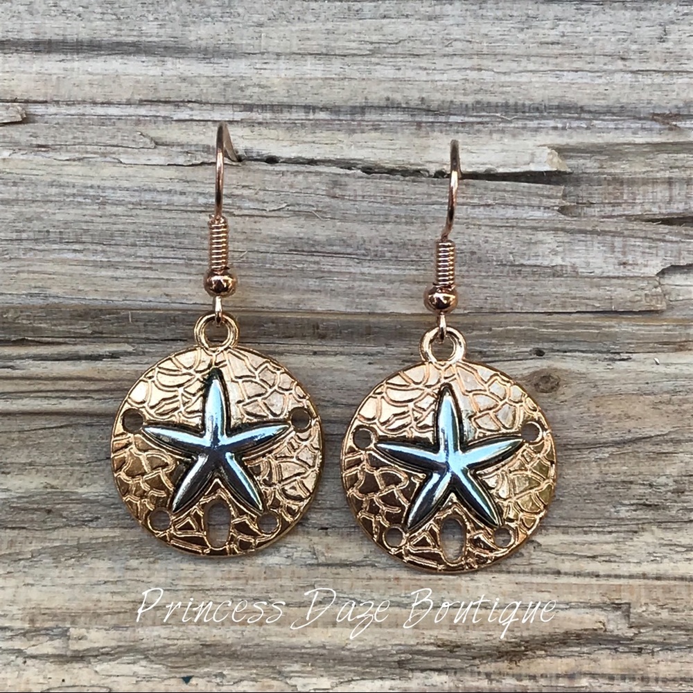 Rose Gold‎ Sand Dollar Dangle Earrings